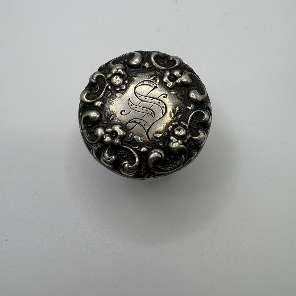 Vintage Sterling Silver Cane Topper 19th Century Monogram S Repousse Handle